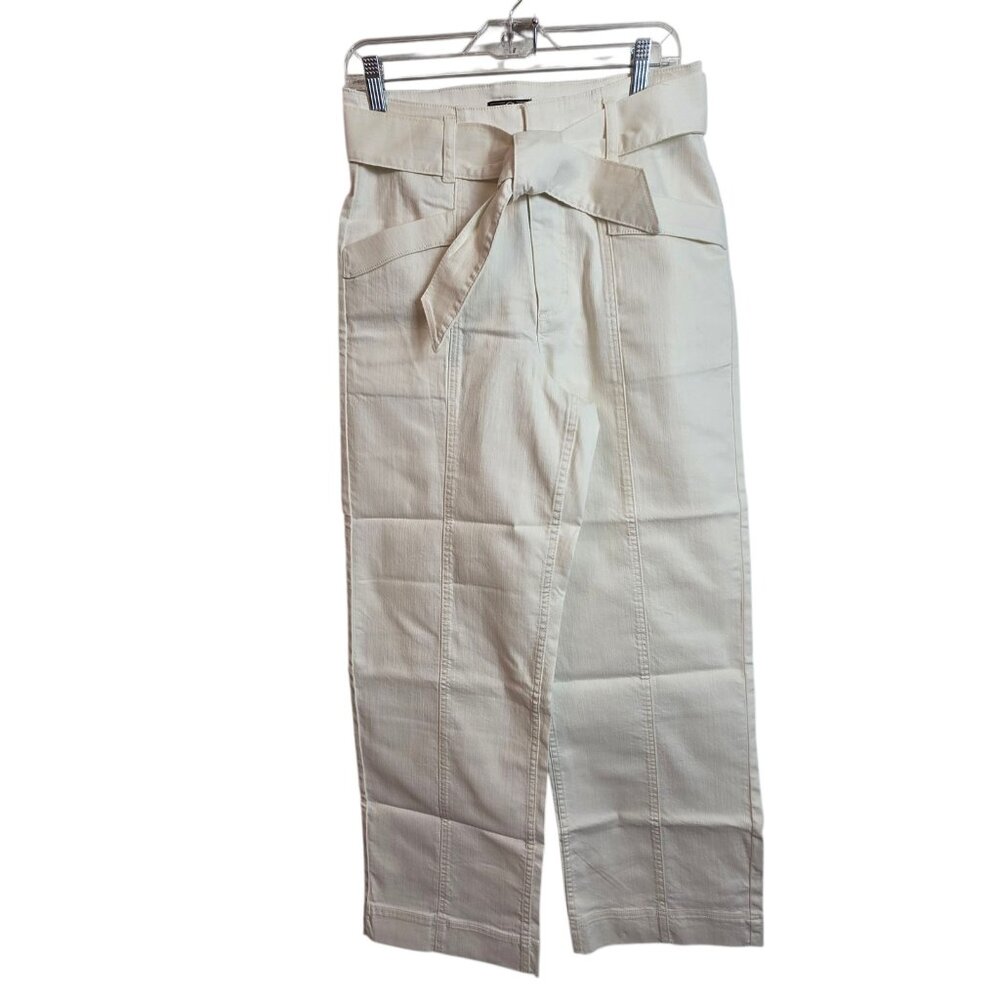 G by Giuliana Pants Womens 12 White High Rise Wide Leg Belted Utility Pockets